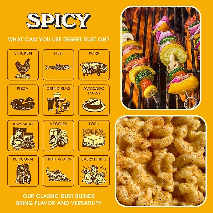 Desert Dust Spicy – All-Purpose Chiltepin Pepper Seasoning with Organic Date Sugar | Bold Medium-Hot Heat for Steak, Chicken, Seafood, Vegetables & More | Low-Glycemic, Gluten-Free | 5oz