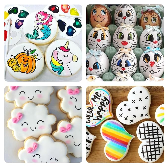 Edible Markers 3Pcs Black & White Food Coloring Pens – Double-Sided Fine & Thick Tips Edible Food Pens for Cookie Decorating, Fondant, Cakes, Desserts, Easter Eggs