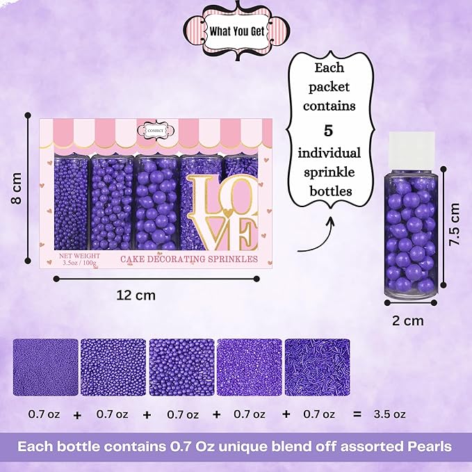 Confect Sprinkles for Cakes & Cupcakes – Fall Bash Purple Sprinkles – Edible Cake Topping for Cupcakes, Cookies, Desserts – Celebration Baking Decoration – Vegan, Gluten-Free, Nut-Free, Soy-Free, Dairy-Free , Handcrafted Sprinkle – 5 Oz