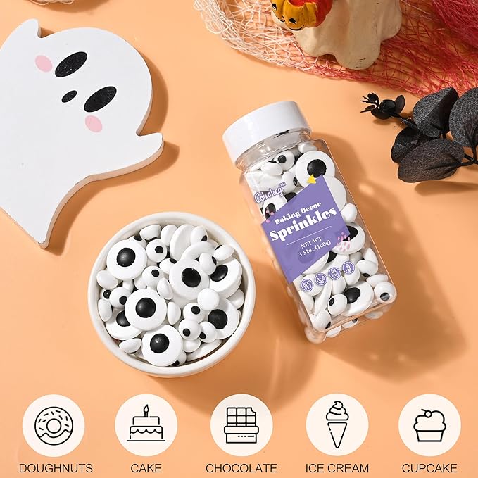 Eyeball Sprinkles for Cake Decorating, Eyeball Candy Sprinkles Perfect for Cupcake Toppers Wedding Party Valentines Halloween Christmas Supplies 3.52 Ounce