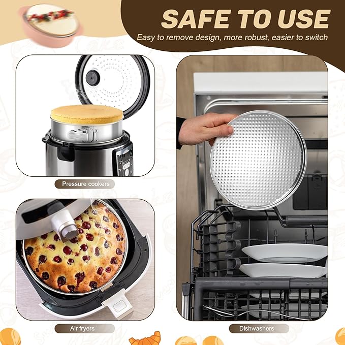 9 Inch Springform Pan sets, Nonstick Leakproof 304 Stainless Steel Springform Cake Pan with Removable Bottom, Silicone Pan Protector & 50PCS Parchment Paper, Piping Bags and Tips, Cake Leveler