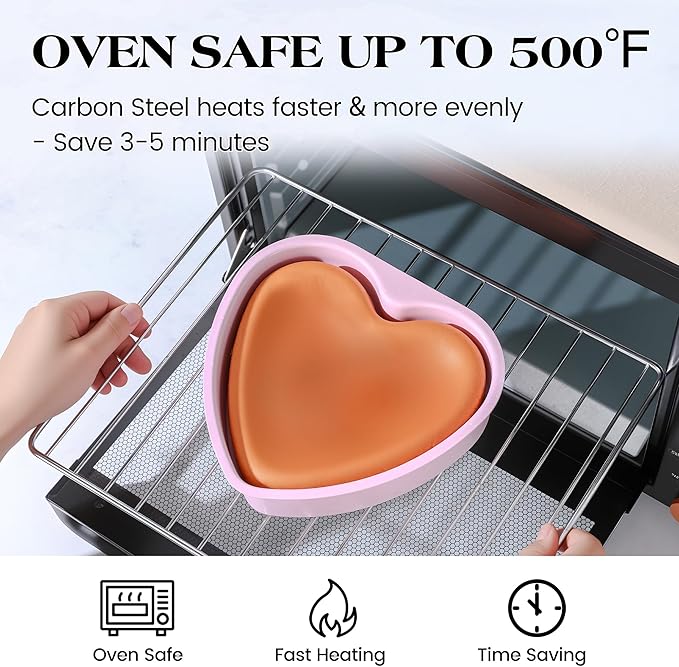 Heart Shaped Cake Pans 6 Inch 8 Inch Nonstick Cake Pan for Baking Carbon Steel Small large Heart Molds Set (Pink)