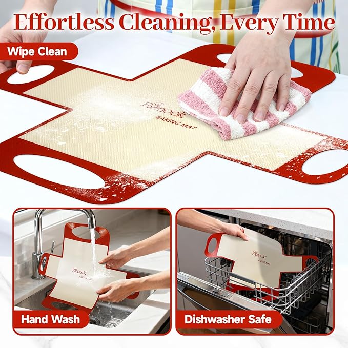 Silicone Baking Mats, 2 PACK Silicone Bread Loaf Pan Liner & Lifters with 4 Handles, Food-Grade Reusable Bread Sling, NonStick & Easy Clean Dough Transfer Baking Mat for 9 X 5 IN Loaf Pans