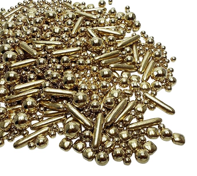 Gold Dragees Sprinkles Sprinkles for Cake Decorating, Gold Pearl Sugar Cupcake, Cookies, Ice Cream Toppings, 120g/ 4.2 Ounces Cake Decorations Baking for Christmas Wedding Shower, New Year’S Eve