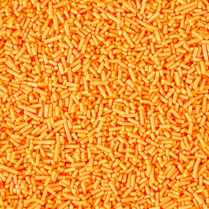 Orange Jimmies Sprinkles Dye Free - No Artificial Dyes Natural Orange Sugar for Baking, Cake Decorating, Cookie, Cupcake, Ice Cream Toppings & More, Holiday Treats Halloween Thanksgiving Autumn Supplies
