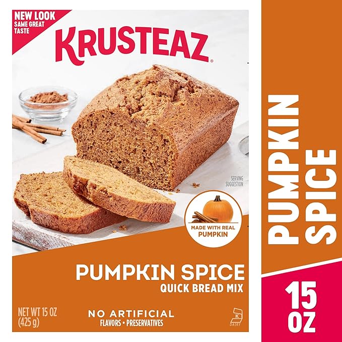 Krusteaz Baking Mix, Pumpkin Spice Quick Bread Mix, Made with Real Pumpkin & No Artificial Flavors, 15 Ounce Box (Pack of 2)