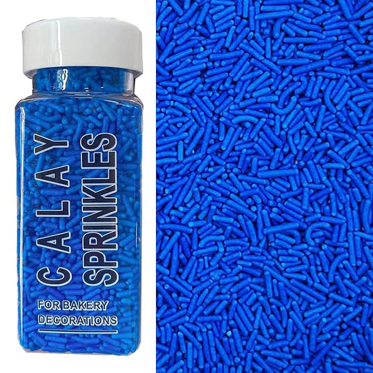 Sentovac Blue Soft Jimmies Sprinkles Edible for Cake Decorating Blue Sprinkles Sugar Candy Cookie Cupcake Topper Ice Cream Baking Decorations Wedding Halloween Christmas Supplies 3.35oz