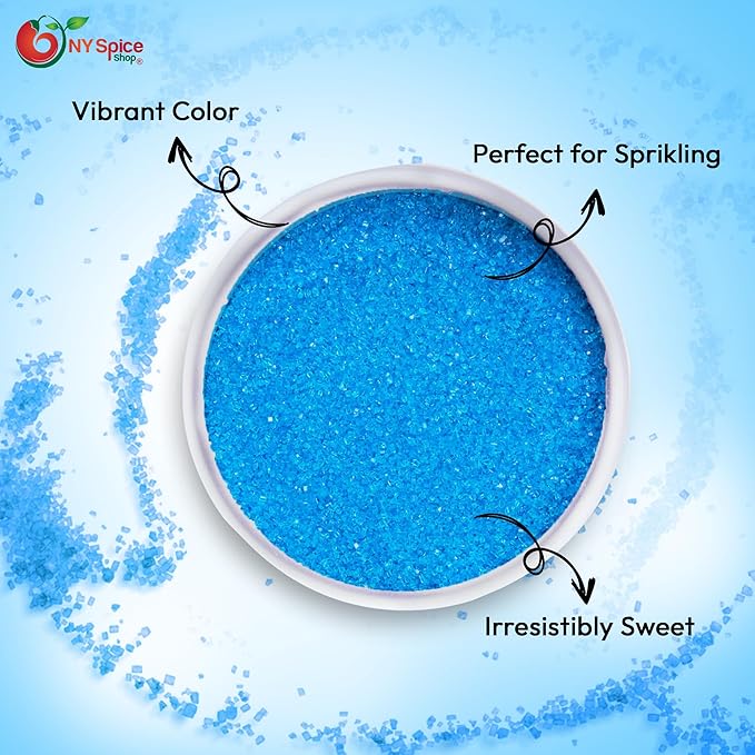 NY Spice Shop Light Blue Sanding Sugar - 1 Pound Sweet Colorful Edible Sprinkles For Candy Dish - Sugar Sprinkles For Cake Decorating Cookies Basket & Dishes