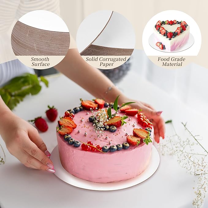 Cake Boards 30 Pcs White, 10 Inch Cake Circles Round Base, Food-Grade Cardboard Cakes Tray 2mm, Waterproof Oil-proof and Sturdy, Disposable cake Plates for Cakes DIY and bread desserts Display