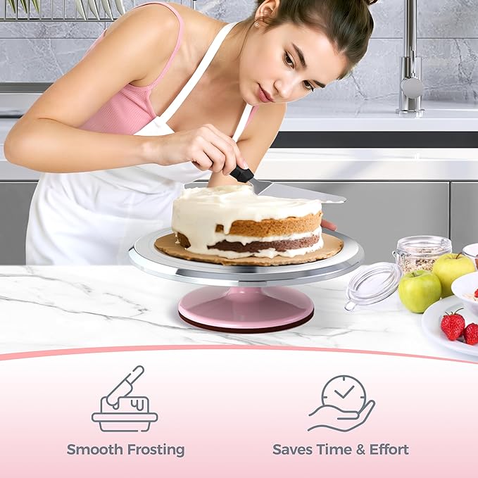 Ohuhu Cake Stand, Aluminium 12''Cake Turntable Decorating Bakery Supplies - BPA-Free Frosting Spinner Rotating Revolving Lazy Susan Christmas Gifts