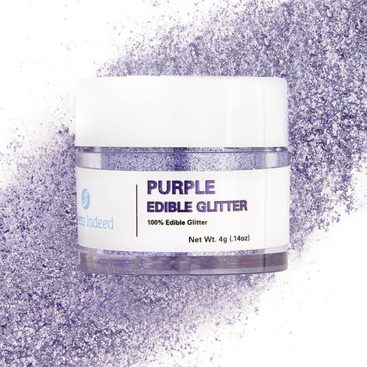 Sweets Indeed, Edible Glitter, Perfect for Drinks, Cocktails, Beverages & Cake Decorating, Dessert Cake Topper, Gift, 4 grams (Purple Edible Glitter)