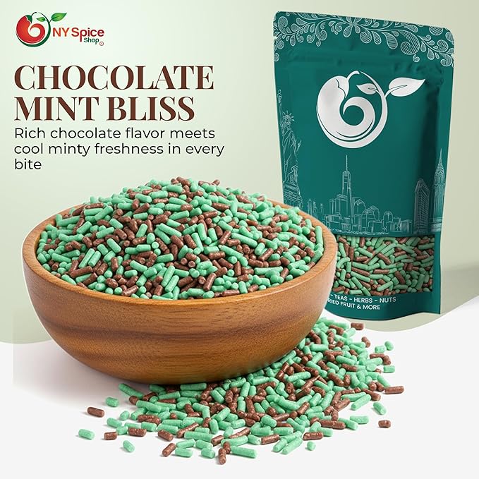 NY Spice Shop Nonpareils Chocolate Mint Sprinkles - 3 Pound Baking Chocolate Decorations Sprinkles Edible Gifts - Mint Chocolate Dessert Topping Sprinkle - Baking Supplies Edible Cake Sprinkle for Sweet Topping
