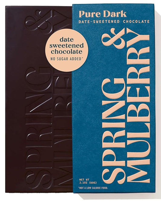Spring & Mulberry Dark Chocolate Bars – Healthy Chocolate, Date-Sweetened - Pure Dark 6 Pack