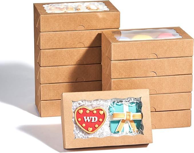 RomanticBaking 50 Pack Auto-Popup Cookies Boxes - 7" x 4 3/8" x 1 1/2" Pastry, Macaron, Hot Chocolate Bombs, Donut, Brownie & Cakesicle Boxes