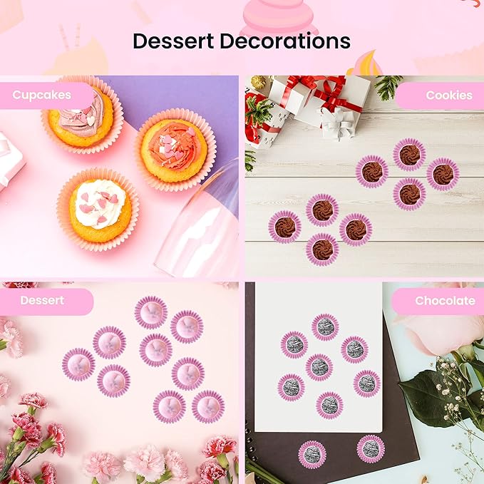 NUOMI 1 Inch Super Mini Cupcake papers Liners Baking Cups 1000 Pack Muffin Lining Wrappers, Pink