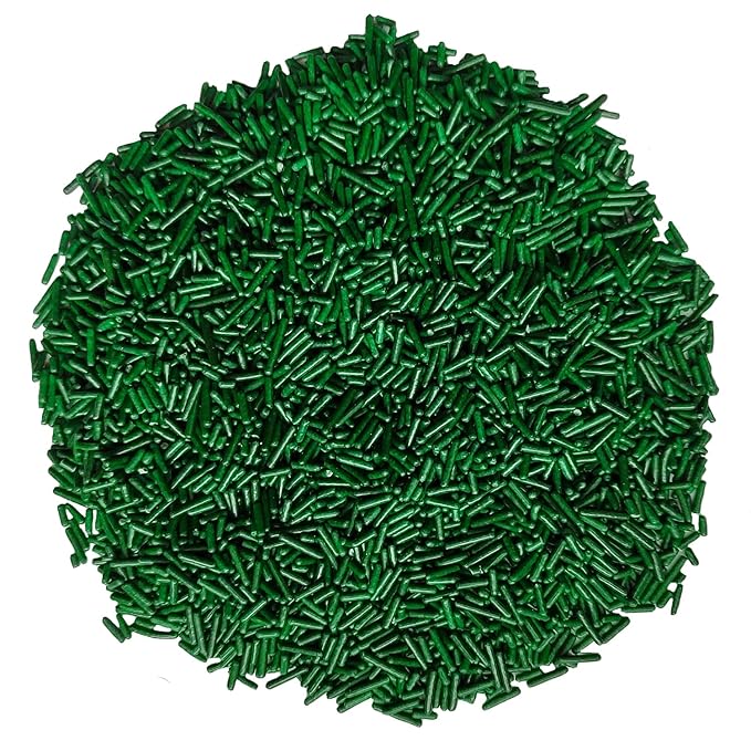 Homankit Green Jimmies Sprinkles Edible White Sprinkle Candy Soft Jimmies Toppings for Ice Cream, Cupcake, Cake, Cookie, Dessert Decorating 2.75 Ounces