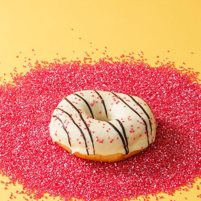 Sujoygar Red Saning Sugar Sprinkles, 5oz Edible Ruby Red Sugar Crystals for Cocktails, Cake Sprinkles for Chocolate Ice Cream Toppings Cupcake Decoration Wedding Party Cookies Baking Dessert Food Supplies