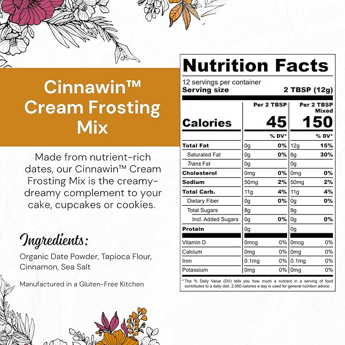 eat G.A.N.G.S.T.E.R. Cinnawin Cream Frosting Mix, 2 Pack, Allergy-Friendly, Grain-Free, No Dairy, Nuts, Gluten, Dairy, For Paleo & AIP Diet, Cinnamon Icing for Cakes, Cookies and Cupcakes