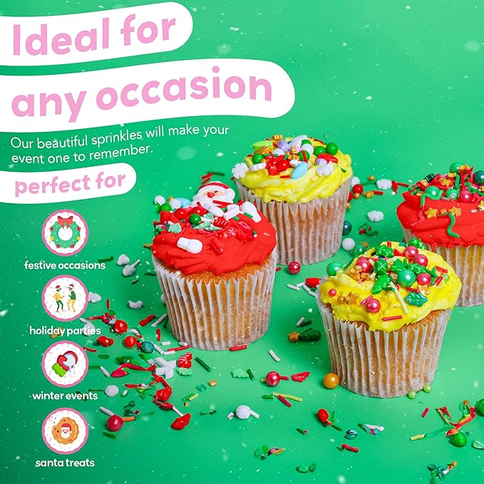Candy Cane Themed Christmas Sprinkles for Cookies – Our Festive Red & White Holiday Sprinkles are the perfect to your Christmas Cake Decorations – Great for Hot Cocoa (Candy Cane)