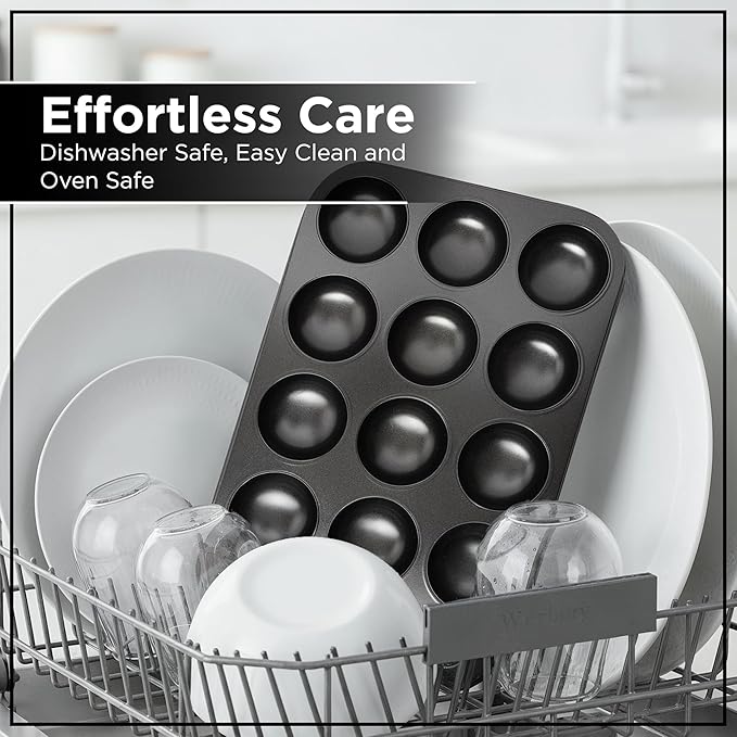 Mince Pie Baking Pan 12 Cup - Jam Tart Pan - Commercial Grade Premium Non Stick Carbon Steel - Food Safe Easy Clean Shallow Patty Tins for Baking Tart Tray