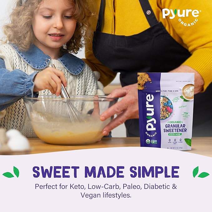 Pyure Organic All-Purpose Blend Stevia Sweetener | White Sugar Substitute, Zero Carb, Zero Sugar, Zero Calorie, Plant-Based Sweetener Perfect for Bakery & Restaurant Sugar Free Sweetening | 44 lb