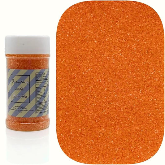 Dynastang Orange Sanding Sugar Sprinkles Edible Sugar Crystals Cake Decoration Cupcake Toppers Cookie Decorating Perfect for Cakes, Cupcakes, Desserts Toppings 3OZ