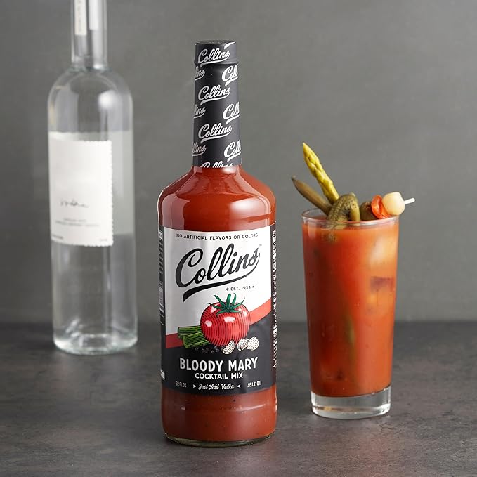 Collins Classic Bloody Mary Mix | Made With Tomato, Garlic, Worcestershire Sauce and Spices | Brunch Cocktail Recipe Ingredient, 32 fl oz