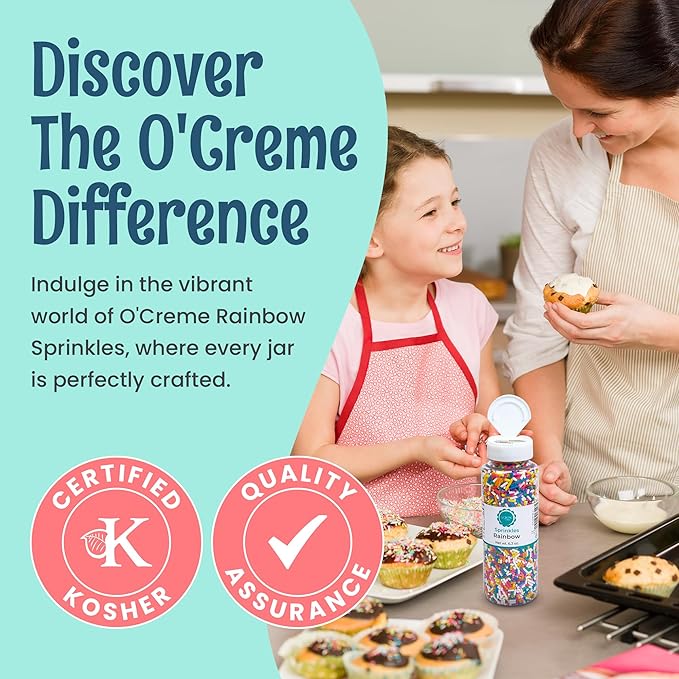 O’Creme Red Sprinkles – 6.3oz Sprinkles for Cake Decorating – Kosher Pastel Sprinkles for Cupcakes, Cookies, Cakes, Ice Cream – Easy-Pour Jar