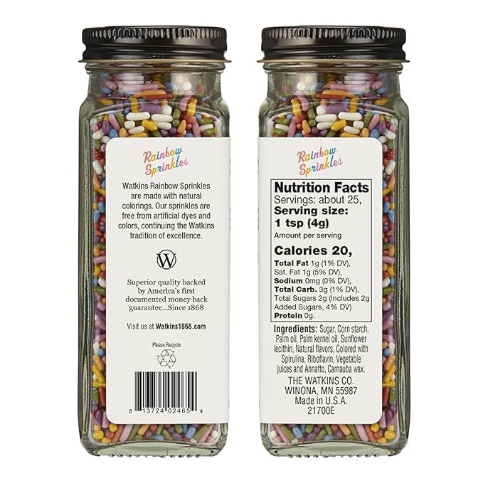 Watkins Rainbow Decorating Sprinkles, 3.4 Ounce Jar, 3-Pack