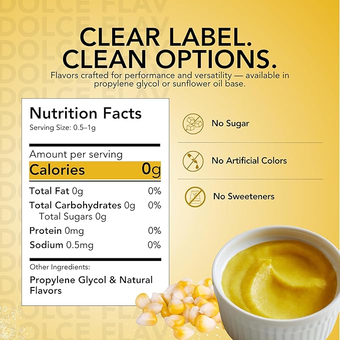 Dolce Flav Natural Sweet Corn Extract – 2 Ounce Water-Soluble Kosher, Sugar-Free, Concentrated Savory-Sweet Corn Flavor for Baking, Cornbread & Ice Cream, Includes Measured Dropper