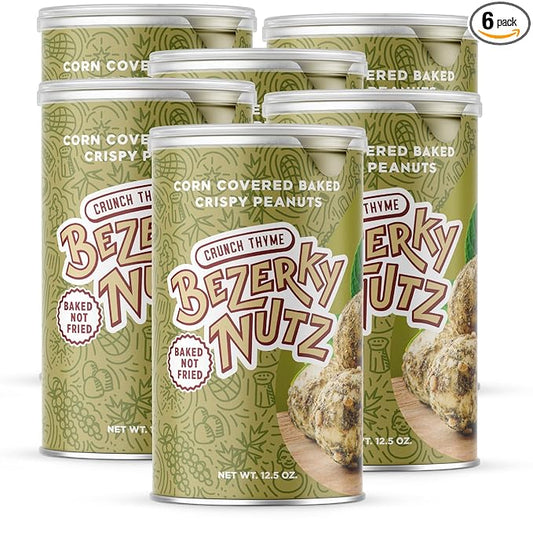 Bezerky Crispy Cracker Nuts | Baked Corn Coated Peanuts | Mixed Herb | Crunchy Corn Snack | Lebanese Kri Kri Nuts | 12.5oz (Pack of 6)