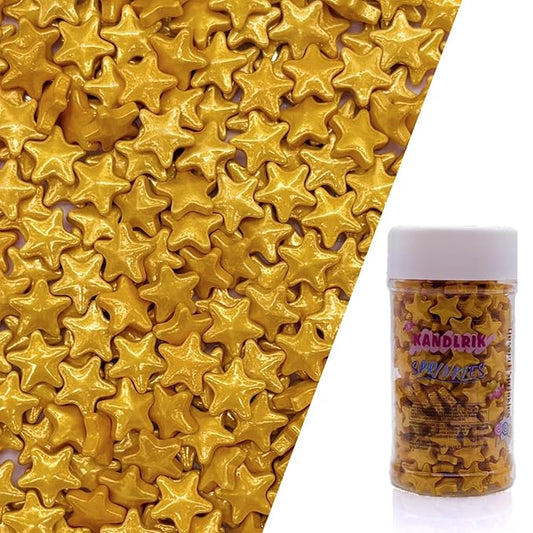 10mm Gold Sprinkles Edible Stars Cake Decorating Stars Cake Decorations Cupcake Toppers Cookie Decorating Perfect for Cakes,Cupcakes,Desserts Toppings 3OZ