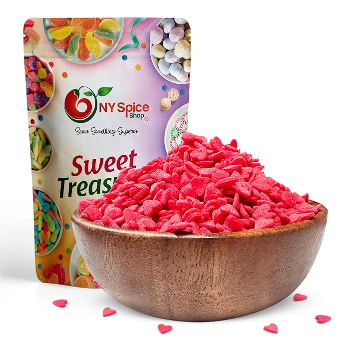 NY Spice Shop Christmas Red Heart Sprinkles - 1 Pound Nonpareils and Snowflake Red Sprinkle - Edible Christmas Themed Holiday Winter Sprinkle - Candy Sprinkles for Holiday Baking & Cupcakes Toppings
