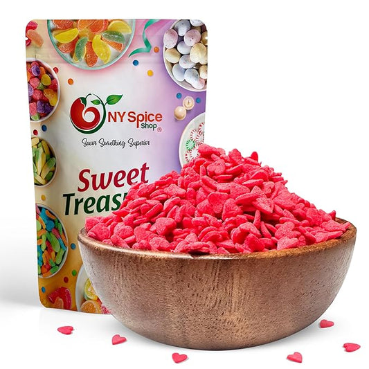 NY Spice Shop Christmas Red Heart Sprinkles - 1 Pound Nonpareils and Snowflake Red Sprinkle - Edible Christmas Themed Holiday Winter Sprinkle - Candy Sprinkles for Holiday Baking & Cupcakes Toppings