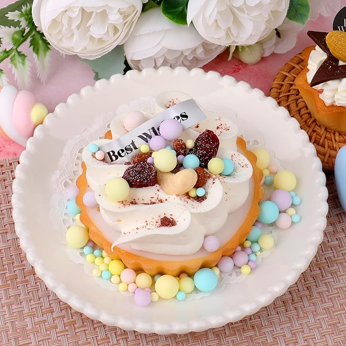 Pastel Pearl Sprinkle for Cake Decorating, 4 Sizes Sugar 130g/4.6oz, Cupcake, Ice Cream, Donuts, Macaron Toppings Supplies (2mm, 4mm, 7mm, 1cm)