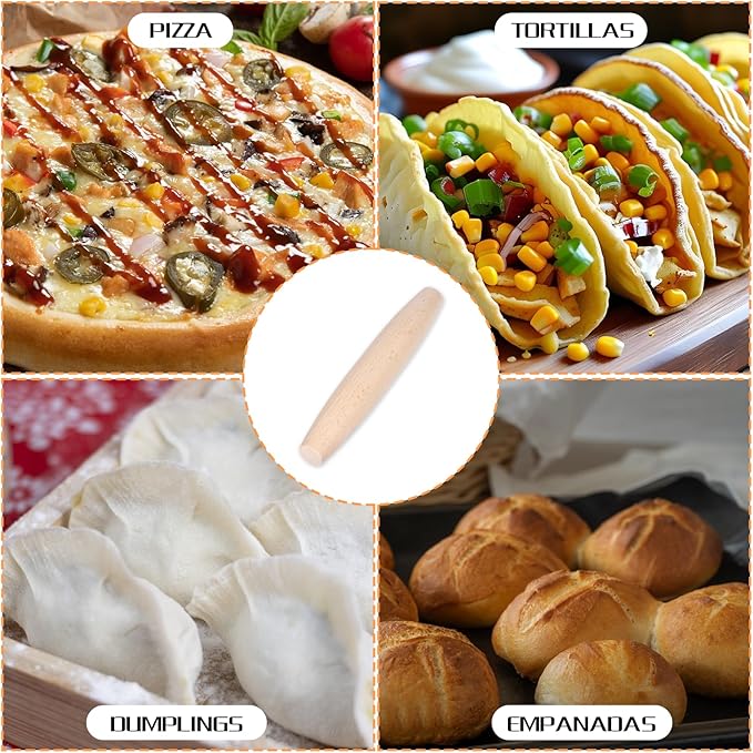 French Rolling Pin for Baking Dough Roller 7.9 Inches Beech Wood Tapered Rolling Pin for Pizza Dough Pie Crust Cookie Fondant Dumpling Pastry Pasta Kitchen Baking Supplies