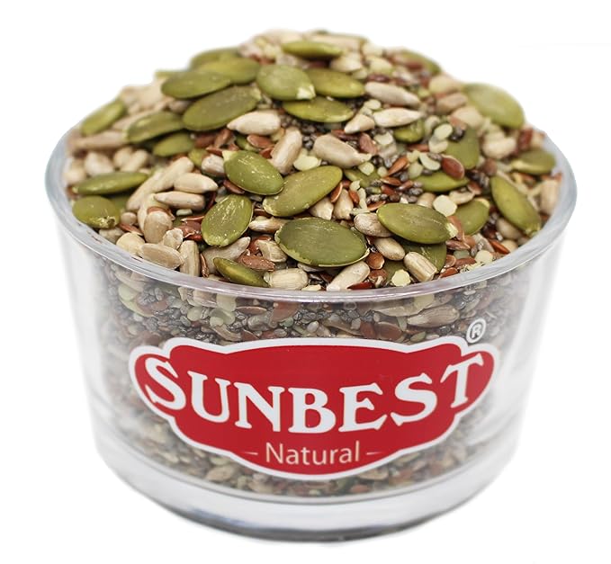 Sunbest Natural Organic Super Seeds Blend, 2-Pack (16 oz each) of Organic Seeds including Raw Pumpkin, Chia, Hemp, Sunflower & Flax – Perfect for Salad Toppings