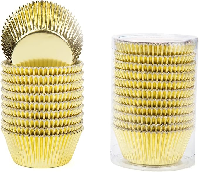 Gifbera Standard Gold Foil Cupcake Liners Wrappers Metallic Baking Cups, 200-Count