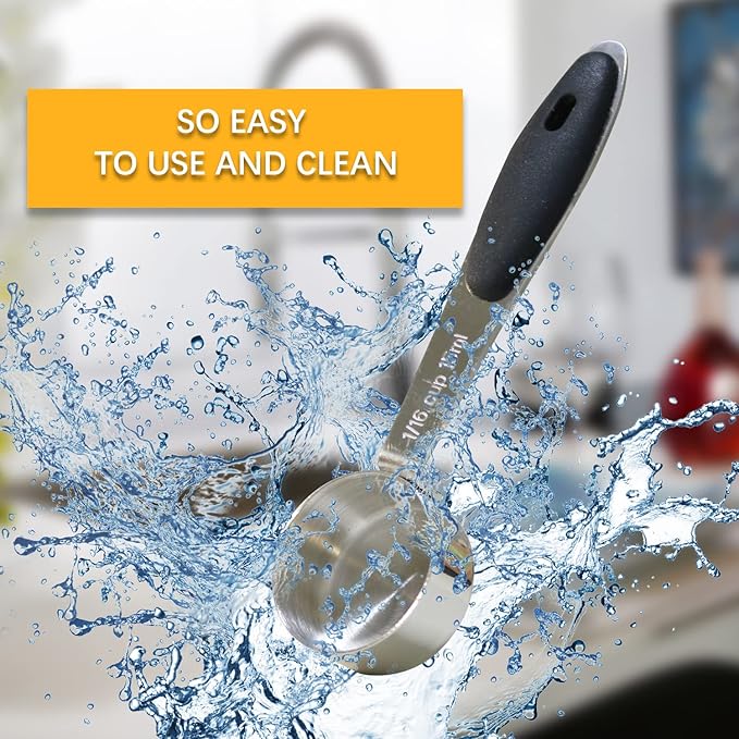 1PCS 1/16Cup (15ml, 1/2oz) Single Measuring Cup with Black Silicone Grip, Stainless Steel Individual Measure Scoop Only