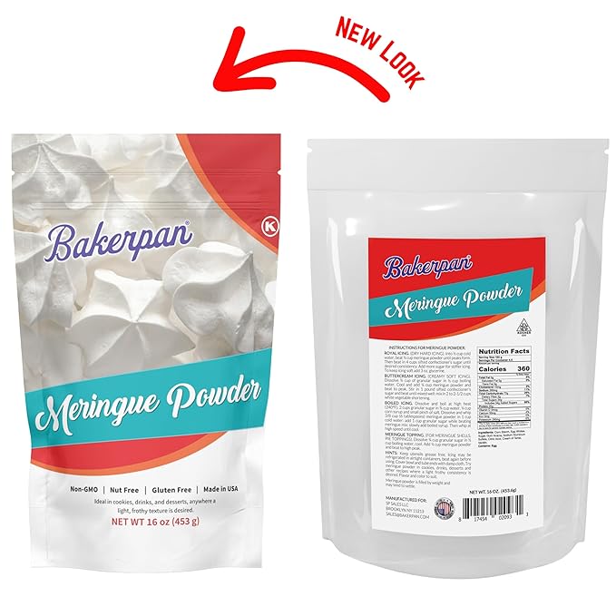 Bakerpan Meringue Powder for Royal Icing - 16 Ounce - Meringue Powder for Baking, Frosting, Icing, Pies, Cake Decorations (Made in USA)
