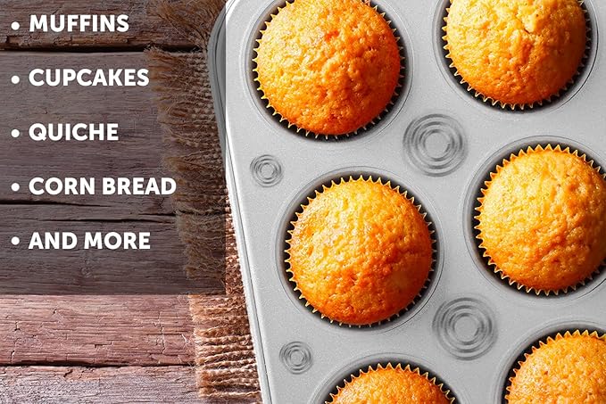 DecorRack 2 Pack Non-Stick Muffin Pans, 6-Cup, Bakeware for Baking Cupcakes (Pack of 2)