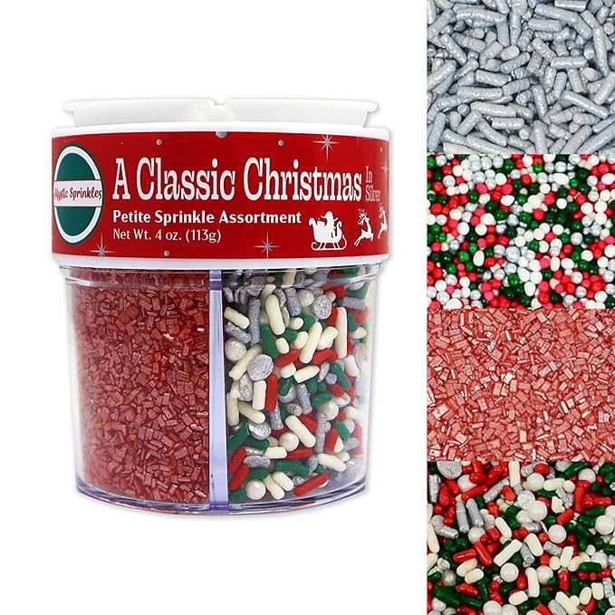Mystic Sprinkles 4 Cell Sprinkle Assortments (A Classic Christmas in Silver, Petite)