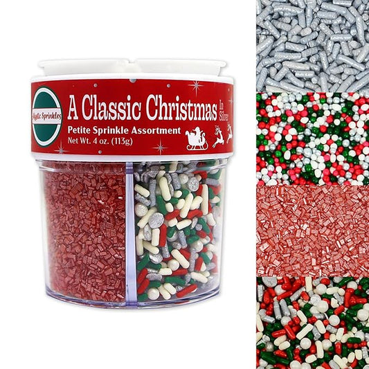 Mystic Sprinkles 4 Cell Sprinkle Assortments (A Classic Christmas in Silver, Petite)