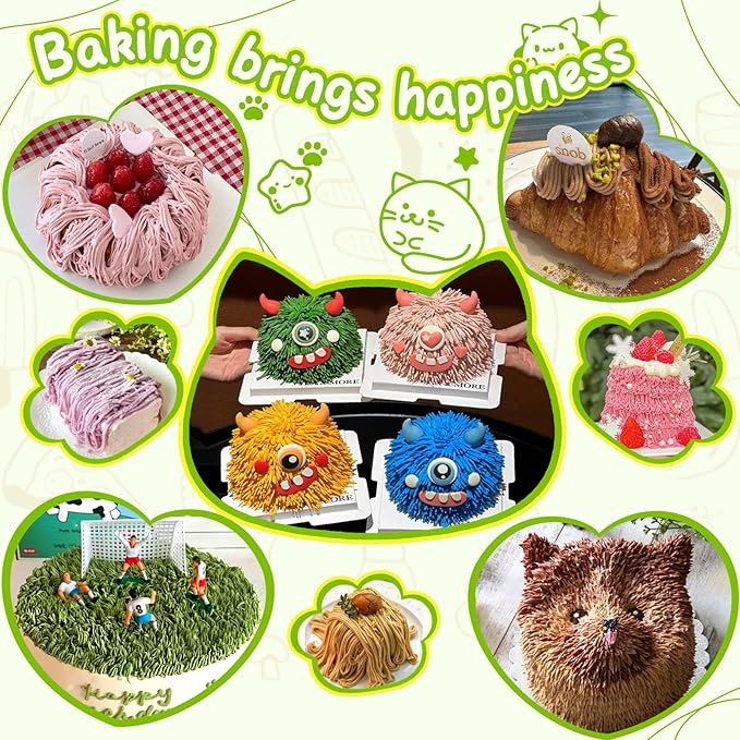 Suuker 3 Pieces Grass Piping Tips Set,Cake Decorating Tips, Frosting Icing Tips for Cupcakes, Cake, Cookie and Decorating（233 234 29）