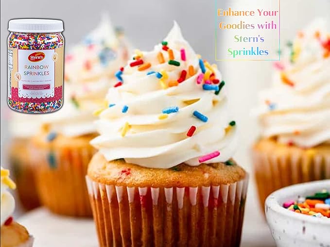 Rainbow Sprinkles | Bulk Sprinkles Rainbow Jimmies-1.5 LB in Resealable Container | Sprinkles for Cake Decorating, Ice Cream Toppings & Baking | Nut-Free, Gluten Free & Lactose Free | Stern’s Bakery