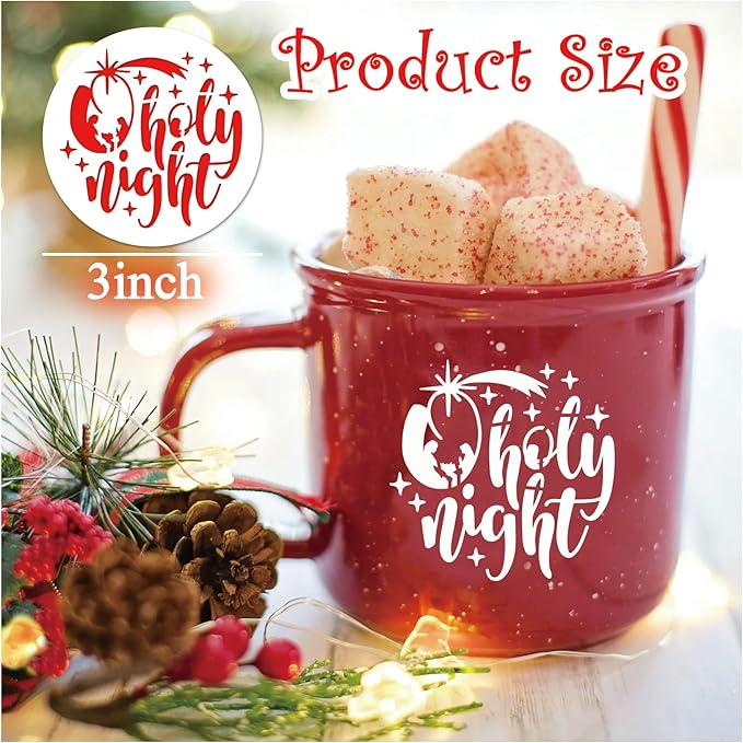60pcs Christmas Stencils for Painting on Wood 3 Inch Small Nativity Ornament Reusable Holiday Xmas Drawing Stencil Templates for Wood DIY Crafts Card Paper Gift Home (Christmas one)