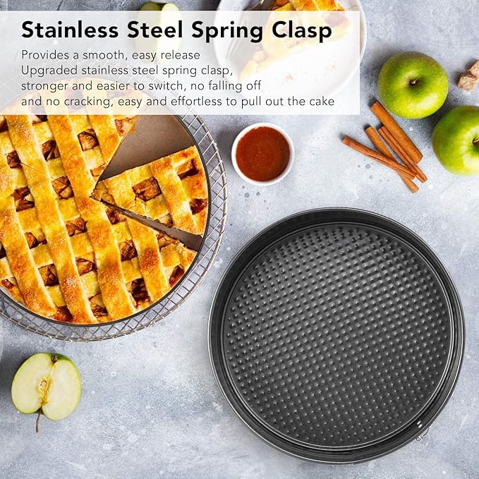 Springform Pan Set, 3PCS Cake Pans Baking Pans Set Carbon Steel Round Heart Square Shape Non Stick Cheesecake Pan for Kitchen (20/22/24)