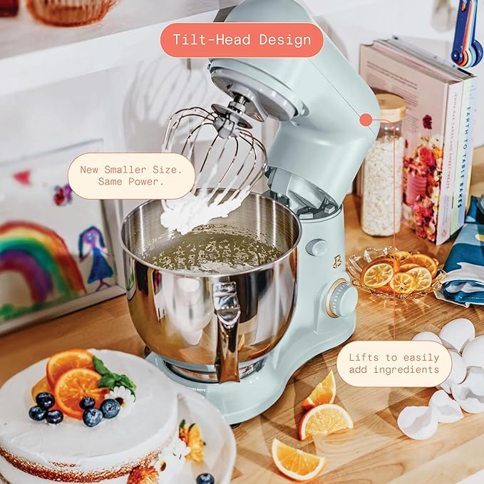 Beautiful 5.3 QT Stand Mixer w/Tilt-Head Design, Stainless Bowl, 300-Watt Power, 12-Speed Control, Includes Beater, Dough Hook, Whisk, Splash Shield (Hydrangea)