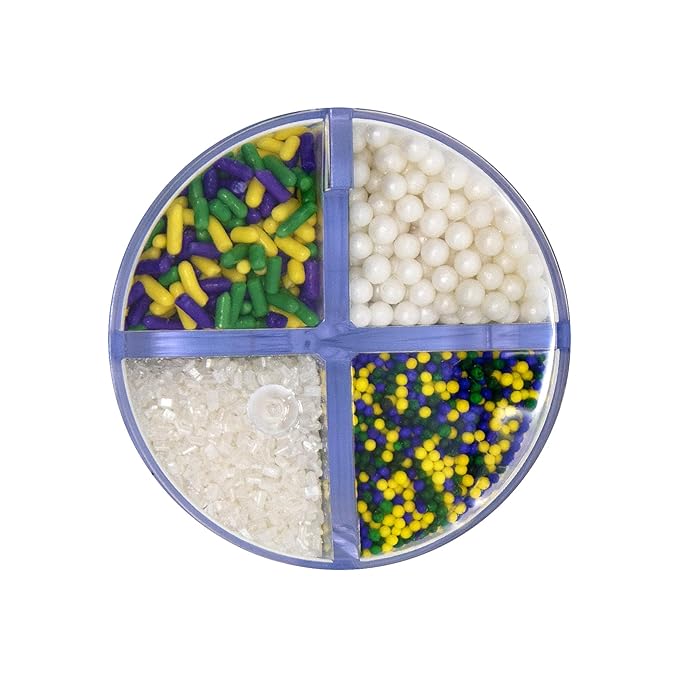 Mystic Sprinkles 4 Cell Sprinkle Assortments (Mardi Gras, Midi)