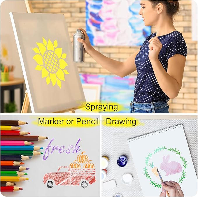 66 Pcs Small Stencils for Crafts Reusable 3 Inch Stencils for Painting on Wood DIY Craft Paint Template for Wall Home Decor Card Rock Canvas Drawing Holiday Ornament(Farm)